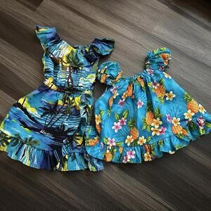 Hawaiian Dress Girls Size 2T 24 Months Floral Pineapple Print Dresses
